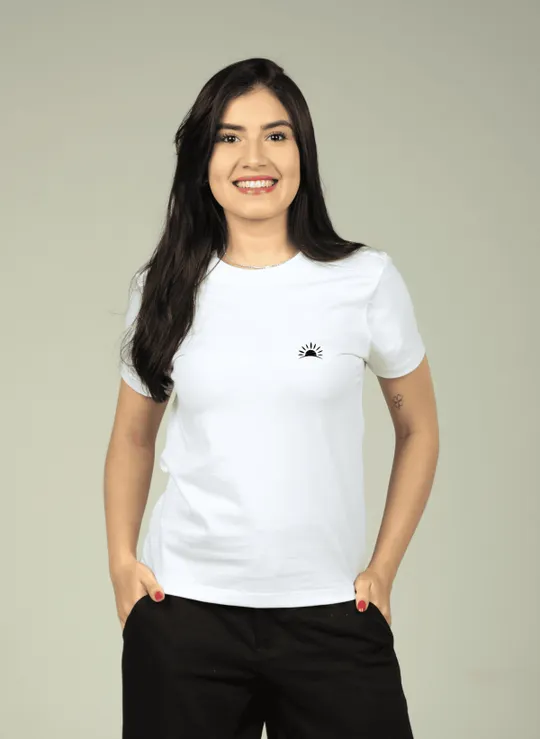 T-Shirt Clássica Bordada White Woman